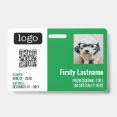 QR-Code, Mitarbeiter-Foto, Logo, Name, Ablaufdatum Ausweis (Vorderseite)
