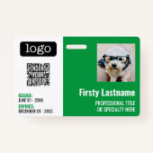 QR-Code, Mitarbeiter-Foto, Logo, Name, Ablaufdatum Ausweis (Vorderseite)