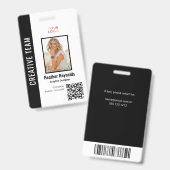 QR-Code Mitarbeiter Foto Schwarzes Abzeichen Ausweis (Vorder- & Rückseite)