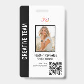 QR-Code Mitarbeiter Foto Schwarzes Abzeichen Ausweis (Vorderseite)