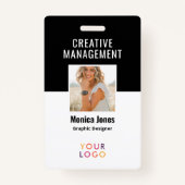 QR-Code Mitarbeiter Foto Schwarzes Abzeichen Ausweis (Vorderseite)