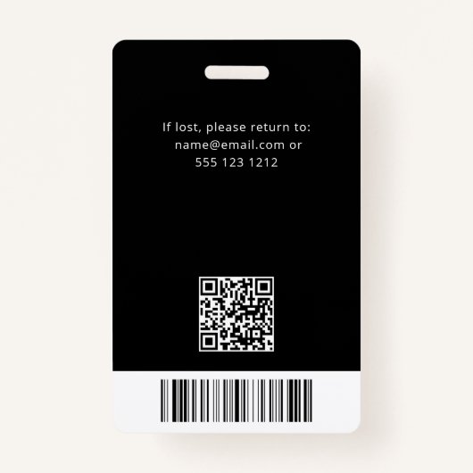 QR-Code Mitarbeiter Foto Schwarzes Abzeichen Ausweis (Rückseite)