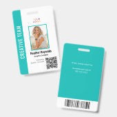 QR-Code Mitarbeiter Foto Türkisches Abzeichen Ausweis (Vorder- & Rückseite)