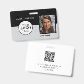 QR-Code Mitarbeiter-ID Schwarz-Grau-Logo-Foto Ausweis (Front & Back)