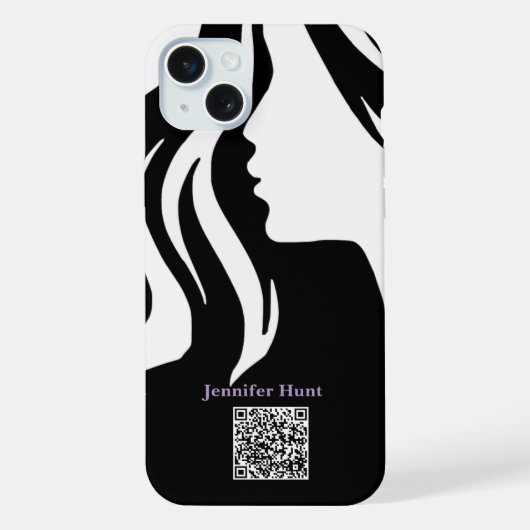 QR-Code Mitarbeiter Schwarz-Weiß iPhone Hülle (Rückseite)