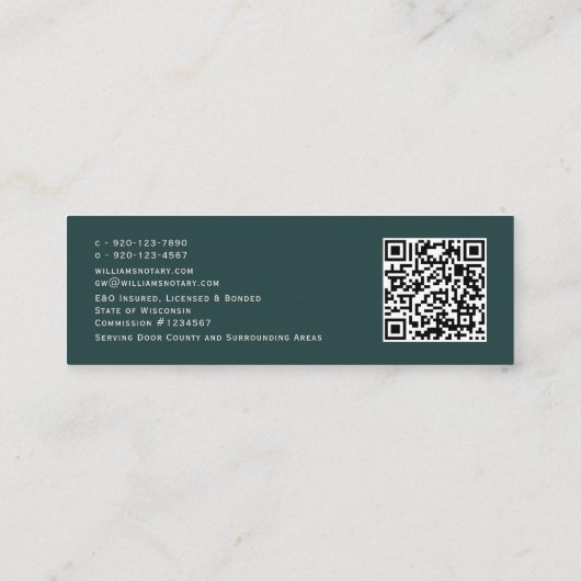 QR-Code Mobile Notar Business Card Mini Visitenkarte (Rückseite)