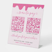 QR-Code Mobile Payment Pink Bake Sockelschild (Vorderseite)