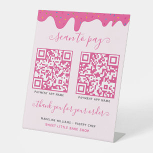 QR Code Mobile Payment Pink Bakery Sockelschild