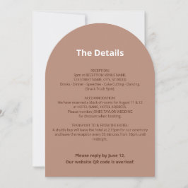 QR Code Mocha Wedding Details Card Einladung