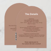 QR Code Mocha Wedding Details Card Einladung (Vorne/Hinten)