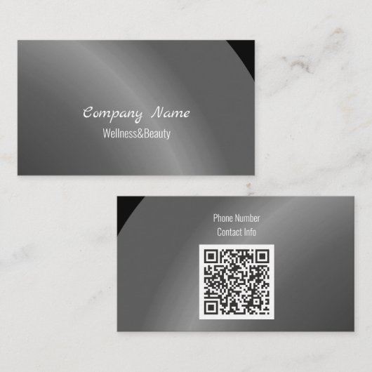 Qr Code Moderate schwarze moderne Neat Shaded Visitenkarte (Vorne/Hinten)