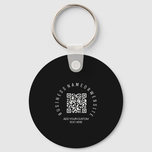 QR Code modern, Black Business logo Round Schlüsselanhänger (Vorderseite)