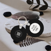 QR Code modern, Black Business logo Round Schlüsselanhänger