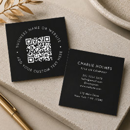 QR Code | Modern Black Professional Scan Me Quadratische Visitenkarte