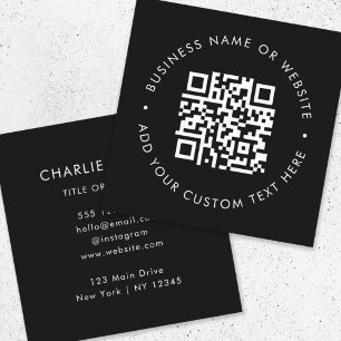 QR Code   Modern Black Professional Scan Me Quadratische Visitenkarte