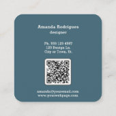 QR Code Modern Blue Square Business Card Quadratische Visitenkarte (Rückseite)