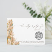 QR Code Modern Boho Pampas Grass Wedding RSVP (Stehend Vorderseite)