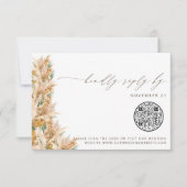 QR Code Modern Boho Pampas Grass Wedding RSVP Karte (Vorderseite)