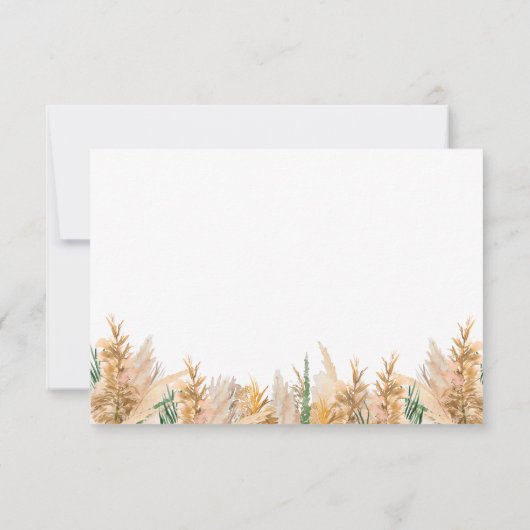 QR Code Modern Boho Pampas Grass Wedding RSVP Karte (Rückseite)