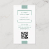 QR-Code Modern Business Light Green Business Card Visitenkarte (Rückseite)