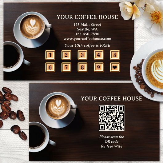 QR Code Modern Coffee Loyalty Punch Card Treuekarte