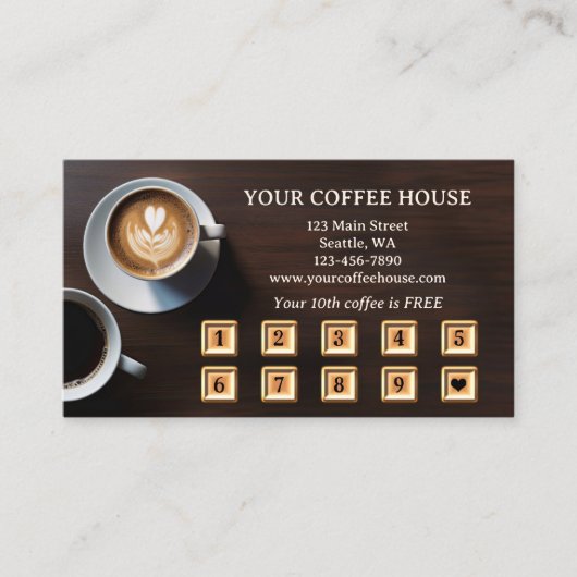 QR Code Modern Coffee Loyalty Punch Card Treuekarte (Vorderseite)