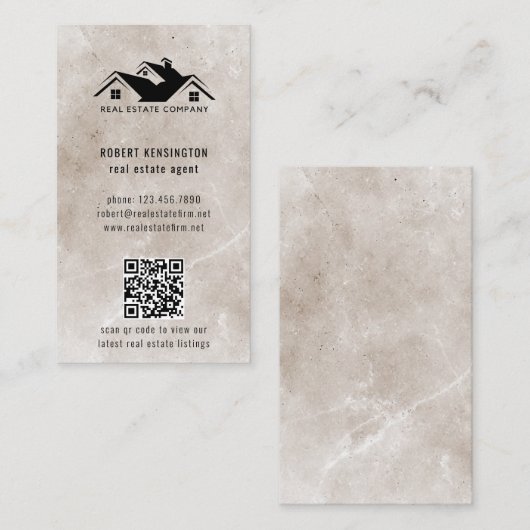 QR-Code Modern Custom Logo Real Anwesen Agent Visitenkarte (Vorne/Hinten)