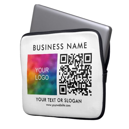 QR-Code Modern Custom Template Business Logo Laptopschutzhülle (Vorderseite Links)