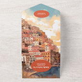 QR Code Modern Elegant Italy Destination Wedding All In One Einladung (Außenbereich)