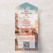 QR Code Modern Elegant Italy Destination Wedding All In One Einladung (Innen Boden)