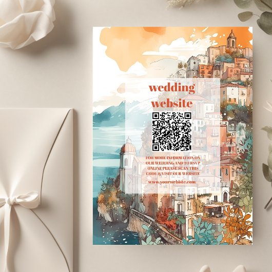 qr code Modern Elegante Italien Hochzeit in Urlaub Begleitkarte
