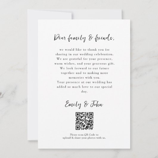QR-Code, modern, Großformat, Script-Schriftart, 1  Dankeskarte (Rückseite)