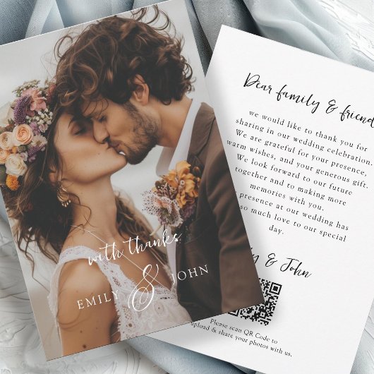 QR-Code, modern, Großformat, Script-Schriftart, 1 Dankeskarte