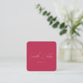 QR Code Modern Hot Pink & White Handwritten Script Quadratische Visitenkarte (Stehend Vorderseite)