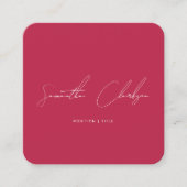 QR Code Modern Magenta Hot Pink Handwritten Script Quadratische Visitenkarte (Vorderseite)