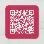 QR Code Modern Magenta Hot Pink Handwritten Script Quadratische Visitenkarte (Rückseite)