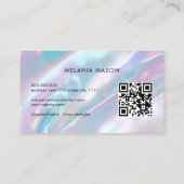 QR Code Modern Makeup Artist Elegant Holographic Visitenkarte (Rückseite)
