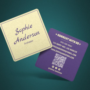 QR-Code Modern Minimalist Professionell Lila Quadratische Visitenkarte