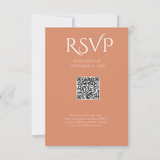 QR Code Modern Minimalistic Bright Copper Wedding RSVP Karte (Vorderseite)