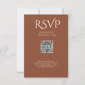 QR Code Modern Minimalistic Deep Copper Wedding RSVP Karte (Vorderseite)