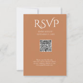 QR Code Modern Minimalistic Soft Copper Wedding RSVP Karte (Vorderseite)