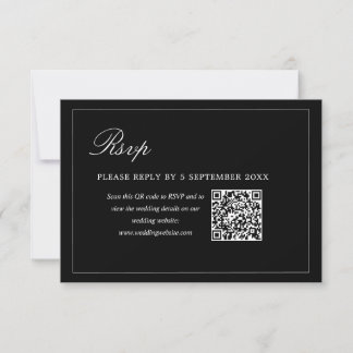 QR-Code Modern Minimalistisch Dunkel Schwarz Luxus RSVP Karte