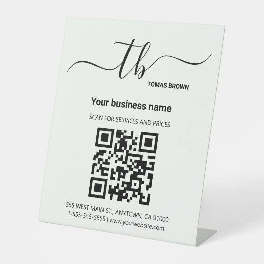 QR-Code Modern Minimalistisch einfach Sockelschild (Vorderseite)