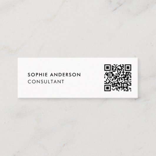 QR-Code | Modern Minimalistisch sauber, einfach we Mini Visitenkarte (Vorderseite)