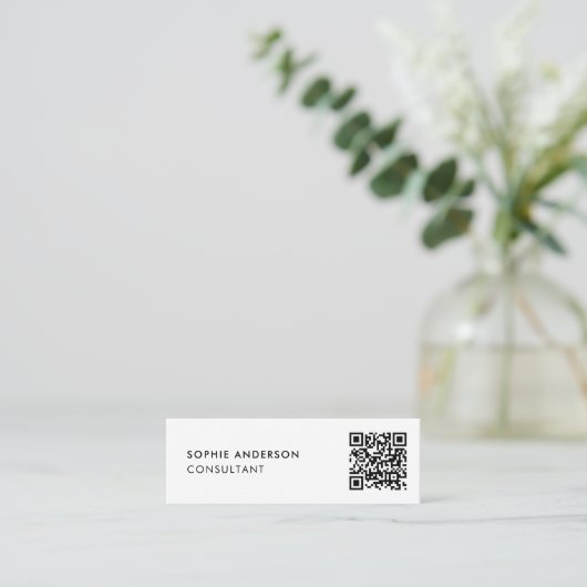 QR-Code | Modern Minimalistisch sauber, einfach we Mini Visitenkarte (Stehend Vorderseite)