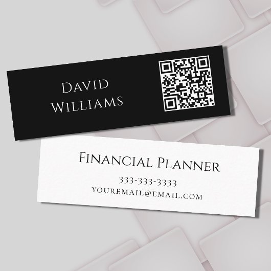 QR-Code Modern Minimalistisch Schwarz-weiß Mini Visitenkarte