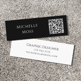 QR-Code Modern Minimalistisch Schwarz-weiß Mini Visitenkarte