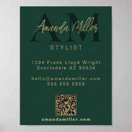 QR-Code Modern Minimalistisches Monogramm Download Poster