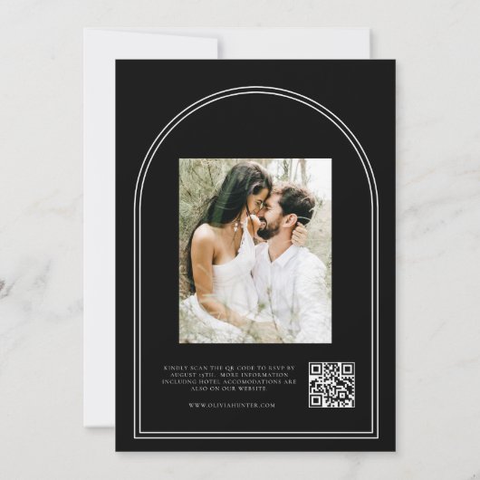 QR Code Modern Monogram Arch Wedding Einladung (Rückseite)