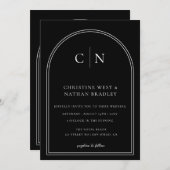 QR Code Modern Monogram Arch Wedding Einladung (Vorne/Hinten)